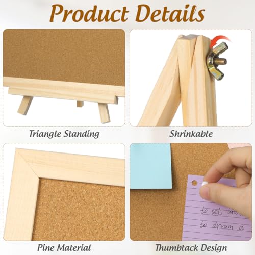 MAGICLULU Double-Sided Cork Bulletin Board with Wooden Frame Wooden Message Board with Easel Stand for Notes, Photos and Displays 11.81x7.87 Inch