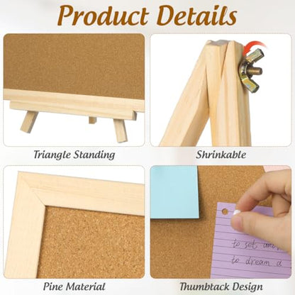 MAGICLULU Double-Sided Cork Bulletin Board with Wooden Frame Wooden Message Board with Easel Stand for Notes, Photos and Displays 11.81x7.87 Inch