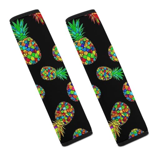 2 Pack Soft Padded Seat Belt Cover for Girls and Boys, All Vehicles, Tropical Pineapple Harness Pads Strap, Anti-Slip Pad - color: Pattern 797