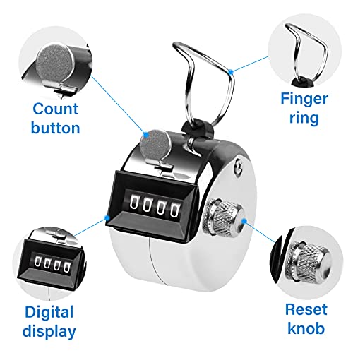 Tally Counter, 4-Digit Clicker Counter, Metal Hand Tally Counters Clicker Pitch Counter for Counting, Knitting, Coaching, Golf, Lap, Fishing - color: A-1Piece