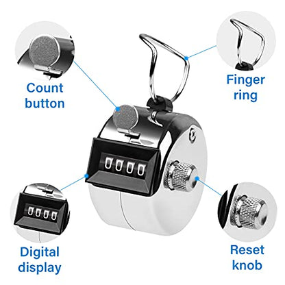 Tally Counter, 4-Digit Clicker Counter, Metal Hand Tally Counters Clicker Pitch Counter for Counting, Knitting, Coaching, Golf, Lap, Fishing - color: A-1Piece