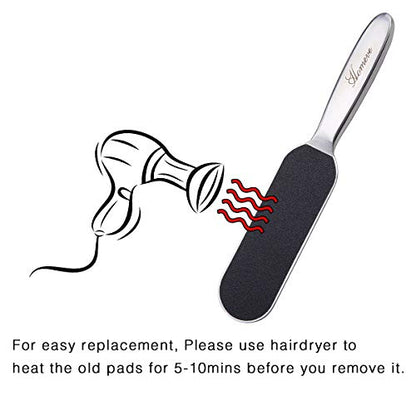 20 Pieces Stainless Steel Pedicure File Refill Pads 5.2" x 1.7'', Replacement Pads, Coarse-Fine Double Side Reusable with Removable Glue, Remove Callus & Dead Skin (20 Refills Pads) - size: 20 Count (Pack of 1)