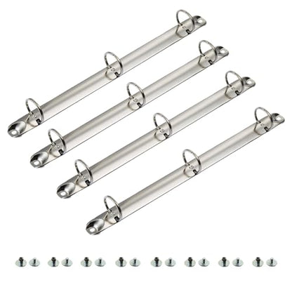 4 Pack Letter Size Ring Binder Mechanism, Metal 3 Ring Binders Ring Replacement Kit, Loose Leaf Binding Spines Combs for Organizers DIY Planners(Silver) - size: 4