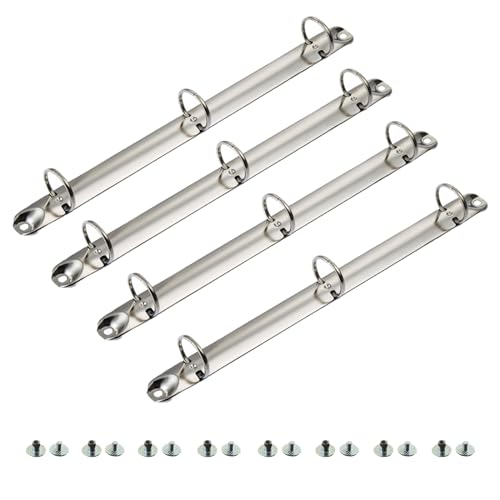 4 Pack Letter Size Ring Binder Mechanism, Metal 3 Ring Binders Ring Replacement Kit, Loose Leaf Binding Spines Combs for Organizers DIY Planners(Silver) - size: 4