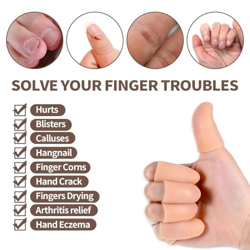 20PCS Silicone Finger Sleeve Thumb Guard, Finger Condom for Wounds Hand Eczema, Finger Arthritis, Thumb Bandage Injury Prevention Gloves Thumb Glove Protector 2 Sizes Gel Finger Support Cots(Nude) - size: 20pcs