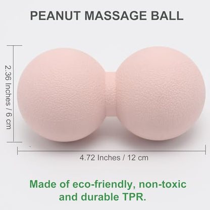 Hard Peanut Massage Ball, Double Ball Peanut Roller, 4.7″×2.4″, Pink | Mobility Massager Tool for Deep Tissue Physical Therapy Myofascial Release Trigger Point Muscle Relax Pain Relief Acupressure - color: Pink