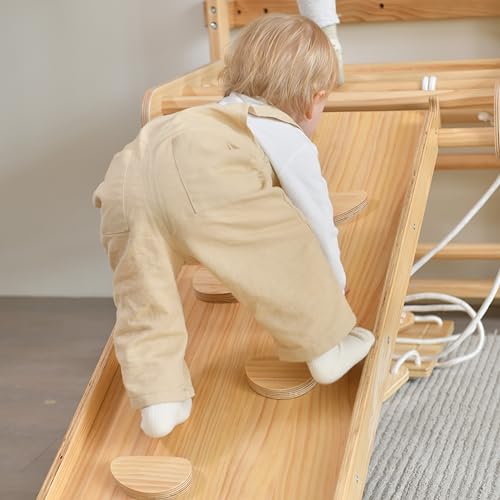 Avenlur Neem Swedish Ladder Wall Gym Adult & Kids Climbing Wall (79 in) | 5-in-1 kids home gym: climbing wall kids love, indoor swing for kids, pull up bar for kids, stair slides indoor for kids - size: 79"