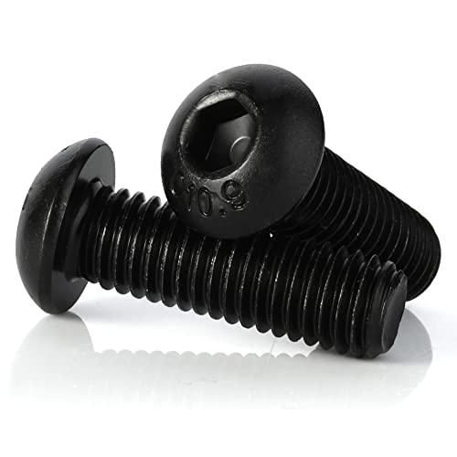 1/4-20 x 3/8" Button Head Socket Cap Screws, Pack of 50 | Allen Socket Drive, Black Oxide, Grade 10.9 Alloy Steel, Fully Threaded - size: 1/4-20 x 3/8"