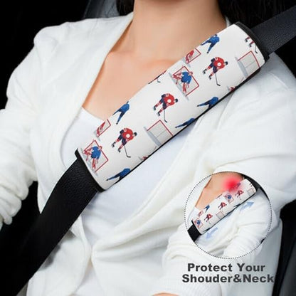 2PCS Hockey Player Seat Belt Cover Breathable Automotive Seat Belt Protector for Adult Use, Most Cars, Pressure Relief - color: Pattern 86