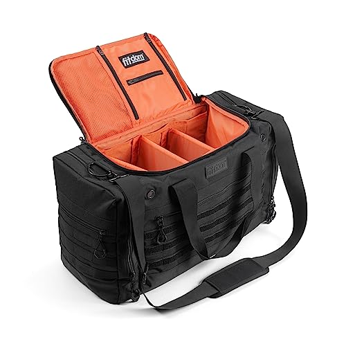 Fitdom 22" Sneaker Bag for Travel, TSA Carry-On Size Approved | Personal Sports Equipment, Soccer, Basketball and more, Multi-functional Duffle, 3 Adjustable Padded Dividers, Shoulder Strap
