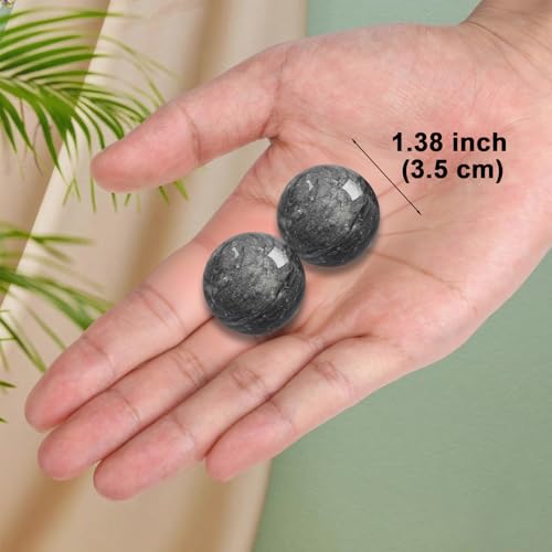 Traditional Chinese Baoding Balls, Marble Health Exercise Stress Relief Balls, Dark Grey, 2-Piece Set (Dark Grey, Small-1.38") - color: Dark Grey, size: Small-1.38"