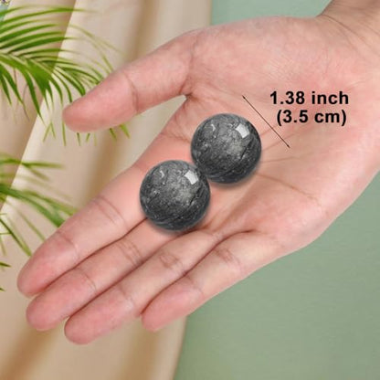 Traditional Chinese Baoding Balls, Marble Health Exercise Stress Relief Balls, Dark Grey, 2-Piece Set (Dark Grey, Small-1.38") - color: Dark Grey, size: Small-1.38"