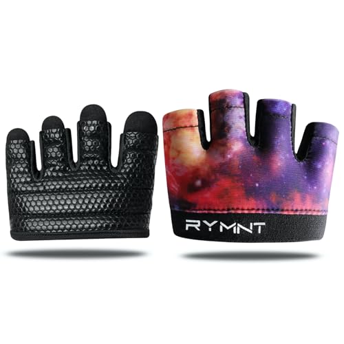 Minimal Workout Gloves,Short Micro Weight Lifting Gloves Grip Pads with Full Palm Protection & Extra Grip for Men Women Weightlifting,Gym,Cross Training,Powerlifting,WODs. - color: Galaxy, size: Medium (Women)/Small(Men)