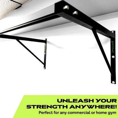 Rage Fitness Heavy-Duty Wall Mounted Pull Up Bar - 500 lbs Weight Capacity | Maintain Upper Body Strength & Core Stability | Space Efficient Steel Chin Up Black Bar for Home & Gym Versatile Workouts