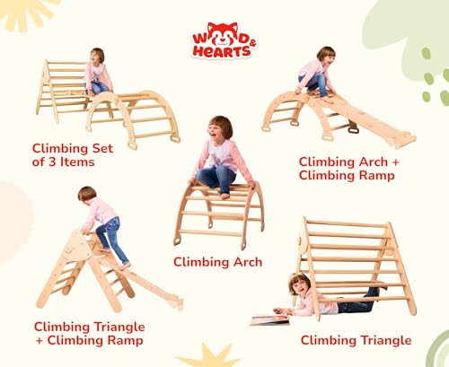 Montessori Climbing Set for Kids Ages 2–8:Triangle, Arch and Ramp | 3in1 Montessori Set, Activity Gym for Toddlers