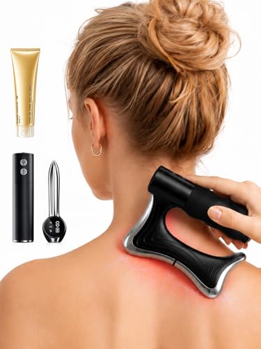 Heated Muscle Scraper Tool, Fascia Release Full Body Contouring Machine, Muscle Scraper Tool Features Modes: Vibration, Heat Therapy and Microcurrent, Fascia Instant Muscle Relaxation Soreness Relief - color: Black 06