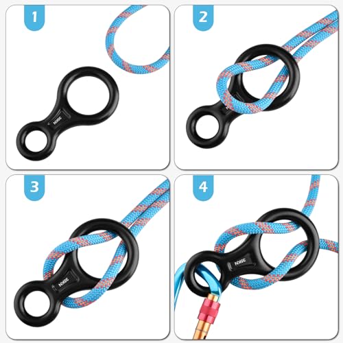 TRIWONDER Rescue Figure 8 Descender, 35kN 50kN Aluminum Rappelling Belay Gear Climbing Rigging Plate Downhill Equipment Heavy Duty - color: 35kN Silver