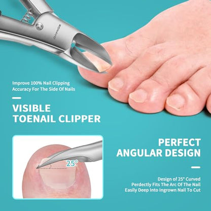 Toenail Clippers for Ingrown & Thick Toenails - Idea Stocking Stuffers Gift for Men & Dad, Heavy Duty Toe Nail Clippers with Sharp Blades & Long Handle, Professional Pedicure Tool Easy Deep in Nails - style: Ingrown Nail Clipper - Black