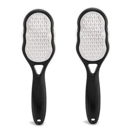 2 Pcs Foot Files with Skin Catcher, Stainless Steel Foot Rasp Callus Remover Pedicure Feet Grater Foot Scrubber Dead Skin Remover for Feet