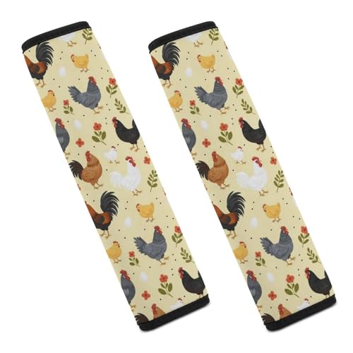 2 Pack Universal Soft and Comfortable Car Seat Belt Pad for Girls and Boys, Stroller Pushchair High Chair, Chicken Farm Floral Shoulder Protector - color: Pattern 787
