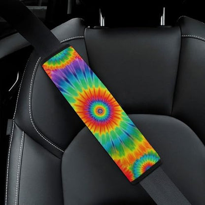 2 Pack Rainbow Red Blue Yellow Spiral Tie Dye Seat Belt Shoulder Pad Universal Fit Harness Pads Strap for Kids, Car Seats Pushchair Strollers High Chair Pushchair, Shock Absorption - color: Pattern 411