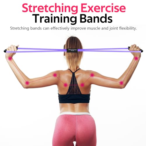RENRANRING Figure 8 Fitness Resistance Bands with Handles - Exercise Tube Band Set of 3 for Arm and Shoulder Stretch, Rope 8 Word Elastic for Women and Men - color: Purple series