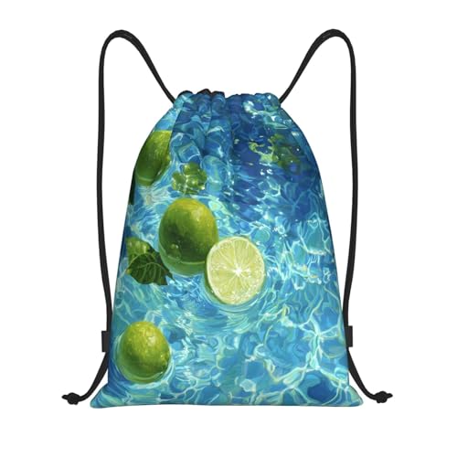 Drawstring Sports Backpacks - Lightweight Swim Gym Bags for Women Men String Sackpack for Beach Travel Yoga(Small, Summer Lemon) - color: Summer Lemon, size: Small