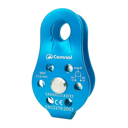 26KN Fixed Plate Micro Climbing Pulley Bearing Pulley Single Hole Hitch Pulley Climbing, Blue Single Sheave Hauling Pulley for Rock Climbing, Rappelling, Zipline Sports etc.(Blue, Pack of 1) - color: Blue(Pack of 1)