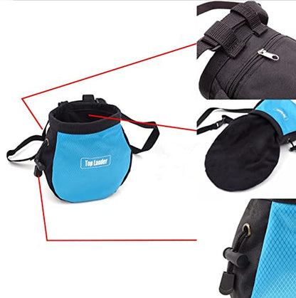 Drawstring Chalk Bag with Waistband for Rock Climbing Bouldering Weight Lifting Rock Climbing Bag Chalkbag Gymnastics Kit - color: Blue