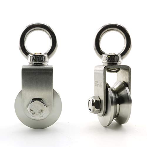 Heyous 1-Pack V Type Swivel Pulley 304 Stainless Steel Duplex Bearing Super-Silent Detachable 360 Degree Rotation Heavy Duty Traction Wheel - style: V Type Slot
