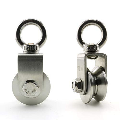 Heyous 1-Pack V Type Swivel Pulley 304 Stainless Steel Duplex Bearing Super-Silent Detachable 360 Degree Rotation Heavy Duty Traction Wheel - style: V Type Slot