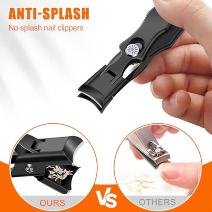 Nail Clippers for Men Thick Nails with Catcher, Heavy Duty Toenail Clippers for Seniors with Safety Lock & Wide Opening, Large Sharp Fingernail Clipper No Splash Nail Cutter Gifts for Men Women Adults - style: Black Nail Clippers with Catcher