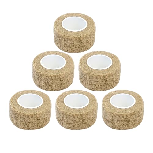 Baisunt 6 Pack 1 Inches Cohesive Bandage Self Adhesive Wrap Elastic Self Adherent Vet Wrap Breathable Self Stick Tape for Wrist, Ankle, Sports, Tatoo Wrap(5 Yards, Skin Color) - color: Skin, size: 1 Inch