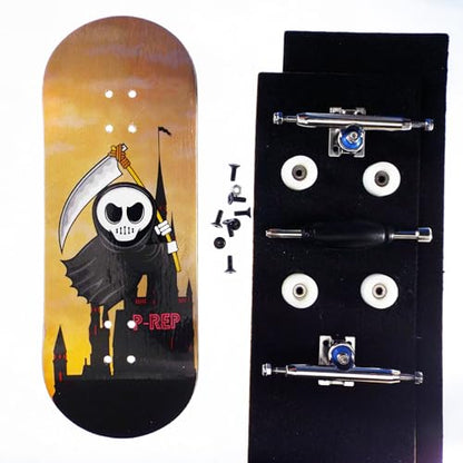 P-REP V2 Pro Performance Complete Wooden Fingerboard kit with Urethane Wheels and Bushings 34mm - Little Reaper - color: Little Reaper