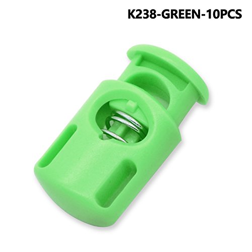 DYZD Plastic Cord Locks End Spring Stop Toggle Stoppers Multi-Colour (10PCS, Green) - color: Green