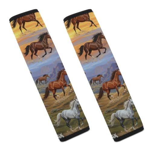 2 Piece Breathable Seat Belt Shoulder Pad for Elderly Support, All Vehicles, Wild Animal Horse Shoulder Protector, Neck and Shoulder Support - color: Pattern 60