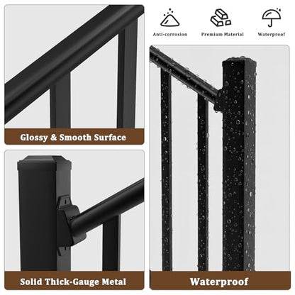 Aluminum Deck Railing Kit, Modular 36 in H. x 4 Ft W Stair Railing Kit for Outdoor Steps,Heavy Duty Balustrade System for Deck, Porch, Patio & Balcony(1 Post, 1 Panel) - size: 4 Feet-Stair