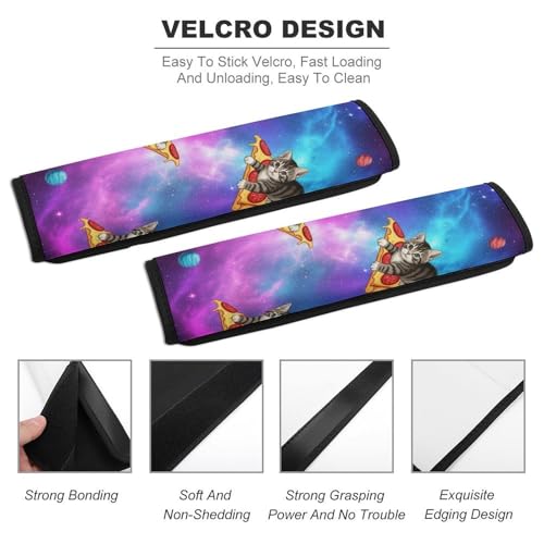 2 Piece Universal Soft and Comfortable Seat Belt Shoulder Pad for Kids, Most Cars, Purple Galaxy Space Pizza Cat Seat Belt Covers Cushion, Neck and Shoulder Support - color: Pattern 960