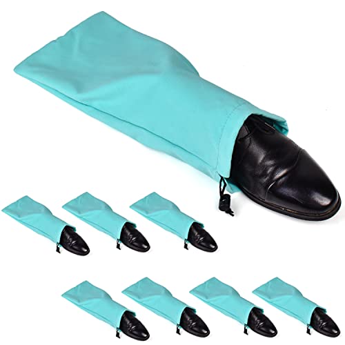PlasMaller Shoe Storage Bags 100% Cotton with Drawstring for Men and Women for Travel Protecting and Storing Shoes - color: Turquoise, Set of 8