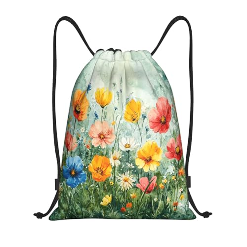 Drawstring Sports Backpacks - Lightweight Swim Gym Bags for Women Men String Sackpack for Beach Travel Yoga(Small, Abstract Flowers) - color: Abstract Flowers, size: Small