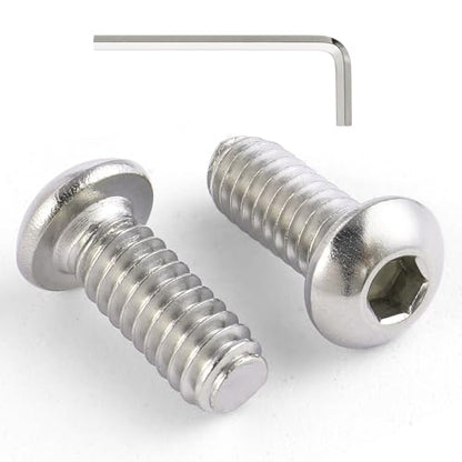 VGBUY 100Pcs 1/4-20 x 3/8" Button Head Socket Cap Bolts Screws, 304 Stainless Steel 18-8, Allen Hex Drive, Bright Finish, Fully Threaded, Hex Spanner Included (VG30301) - color: Silver, size: 1/4-20 x 3/8"