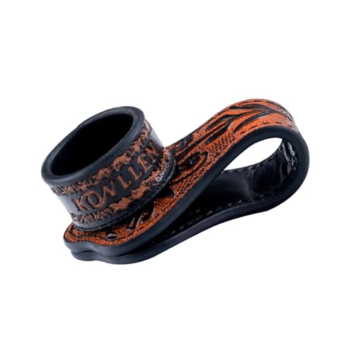 KONLLEN Leather Magnetic Chalk Holder, Pool Cue Accessory | Round or square engraved leather holder keeps billiard chalk secure and easy to reach during pool play. - color: VT Holder-Black-round