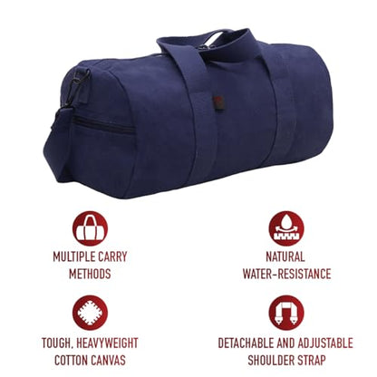 Rothco Heavy-Duty Canvas Shoulder Duffle Bag - Rugged Travel Gym Gear Equipment Bag - color: Navy Blue, size: 19 Inches