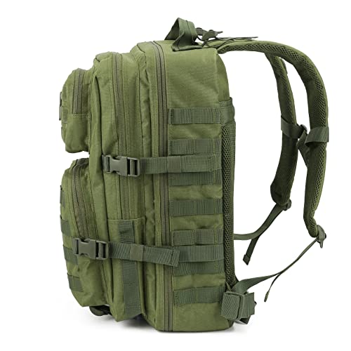REEBOW GEAR Military Tactical Backpack for Men Large Army 3 Day Assault Pack Molle Hiking Daypack Bag (Green) - color: Green