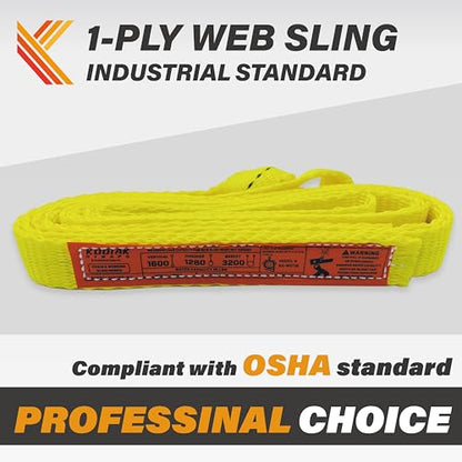 1-Ply Lifting Sling Straps 1”x 15ft - 1650lbs Vertical Capacity Heavy Duty Flat Eye Lift Sling, for Rigging Moving Towing Hoisting -2Pack - Kodiak Straps - color: 2 PACK, size: 1inch x 15ft