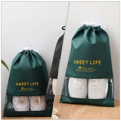 6pcs Drawstring Shoe Bags Travel Organizer Portable Non-woven Fabric Dustproof Storage Pouches Large 30x44cm for Sneakers and Slippers