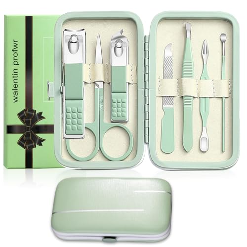 Manicure Set Nail Clipper Set Women Men Nail Clippers Kit Nail Care Kit | Fingernail Toenail Cutters Personal Care Tools Manicure Pedicure with Travel Case Nail Grooming Kit Gifts for Women Men - color: Green