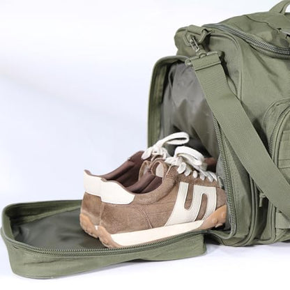 APRILBAY Duffel Bag – Heavy Duty Tactical Gym Bag for Men, Splashwater-Proof Weekender Travel Bag for Basketball, Football, Soccer, Hiking, and Hunting (Dark Green) - color: Dark Green