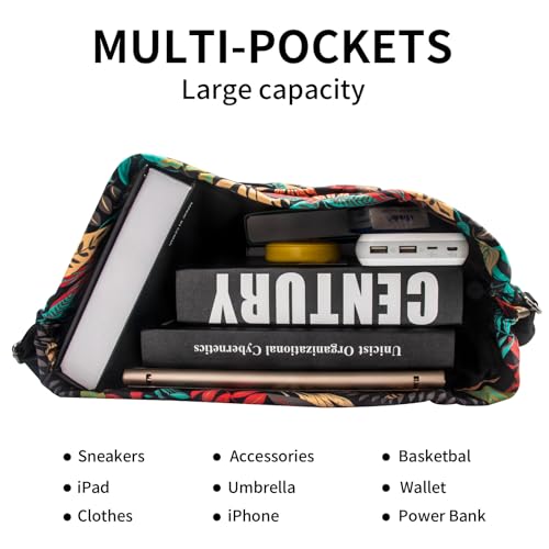 Peicees Waterproof Drawstring Sport Bag Lightweight Sackpack Backpack for Men and Women | Waterproof - color: X_red Leaves