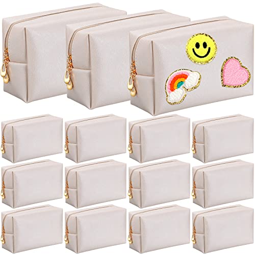 Kigeli Aesthetic Makeup Bags PU Leather Cosmetic Pouches Waterproof Plain Toiletry Bags Makeup Pouches Bulk for Women Party Gift Travel Storage Organizer(Ivory White,7.1 x 2.8 x 4.3 in) - color: Ivory White, size: 7.1 x 2.8 x 4.3 in